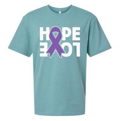 Hope Love Purple Ribbon Alzheimer´s Awareness Sueded Cloud Jersey T-Shirt