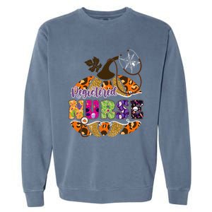 Halloween Leopard Pumpkin Registered Nurse Funny Gift Garment-Dyed Sweatshirt