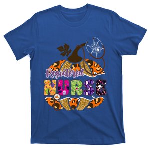 Halloween Leopard Pumpkin Registered Nurse Funny Gift T-Shirt