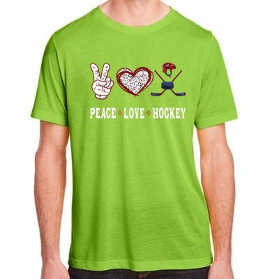 Hockey Lovers Player Fans Peace Love Hockey Gift Adult ChromaSoft Performance T-Shirt