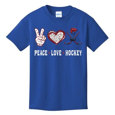 Hockey Lovers Player Fans Peace Love Hockey Gift Kids T-Shirt