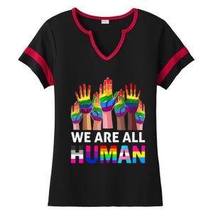 Human LGBT Pride Parade Plus Size Ladies Halftime Notch Neck Tee