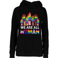 Human LGBT Pride Parade Plus Size Womens Funnel Neck Pullover Hood