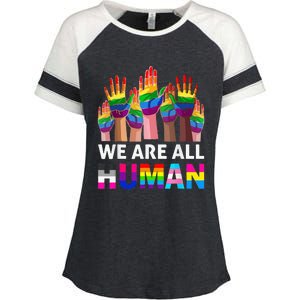 Human LGBT Pride Parade Plus Size Enza Ladies Jersey Colorblock Tee