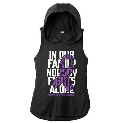 Hodgkins Lymphoma Purple Family Hodgkins Lymphoma Awareness Ladies PosiCharge Tri-Blend Wicking Draft Hoodie Tank