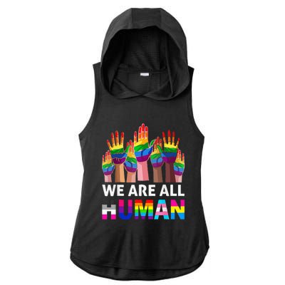 Human LGBT Pride Parade Plus Size Ladies PosiCharge Tri-Blend Wicking Draft Hoodie Tank