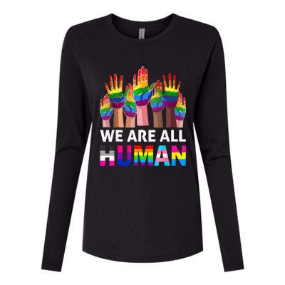 Human LGBT Pride Parade Plus Size Womens Cotton Relaxed Long Sleeve T-Shirt