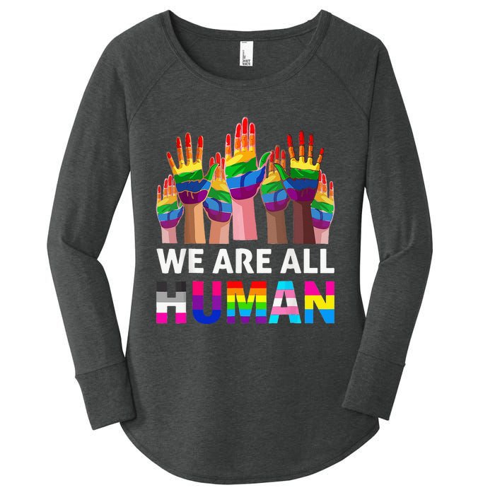 Human LGBT Pride Parade Plus Size Women's Perfect Tri Tunic Long Sleeve Shirt