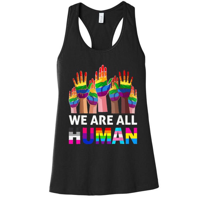 Human LGBT Pride Parade Plus Size Women's Racerback Tank