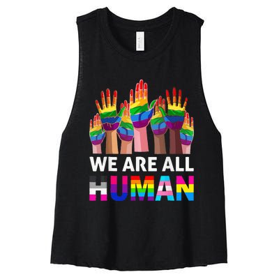 Human LGBT Pride Parade Plus Size Women's Racerback Cropped Tank