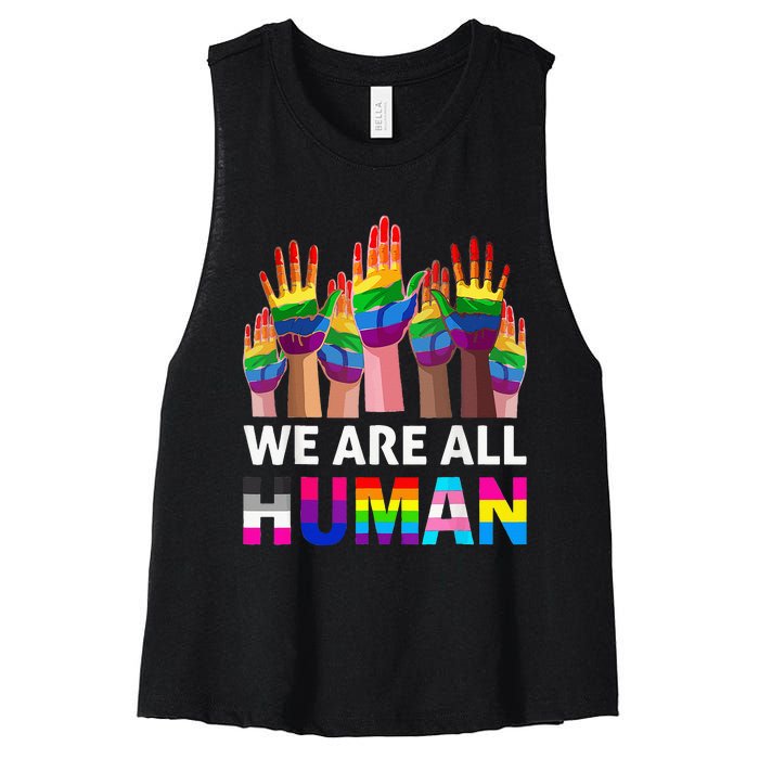 Human LGBT Pride Parade Plus Size Women's Racerback Cropped Tank