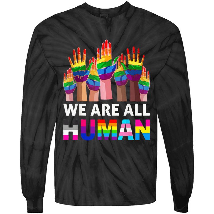 Human LGBT Pride Parade Plus Size Tie-Dye Long Sleeve Shirt