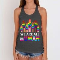 Human LGBT Pride Parade Plus Size Women's Knotted Racerback Tank