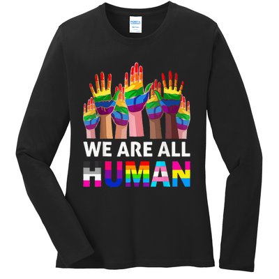 Human LGBT Pride Parade Plus Size Ladies Long Sleeve Shirt