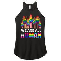 Human LGBT Pride Parade Plus Size Women's Perfect Tri Rocker Tank