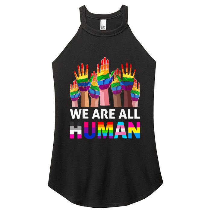 Human LGBT Pride Parade Plus Size Women's Perfect Tri Rocker Tank