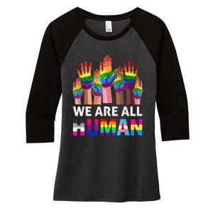 Human LGBT Pride Parade Plus Size Women's Tri-Blend 3/4-Sleeve Raglan Shirt