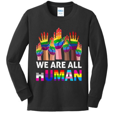 Human LGBT Pride Parade Plus Size Kids Long Sleeve Shirt