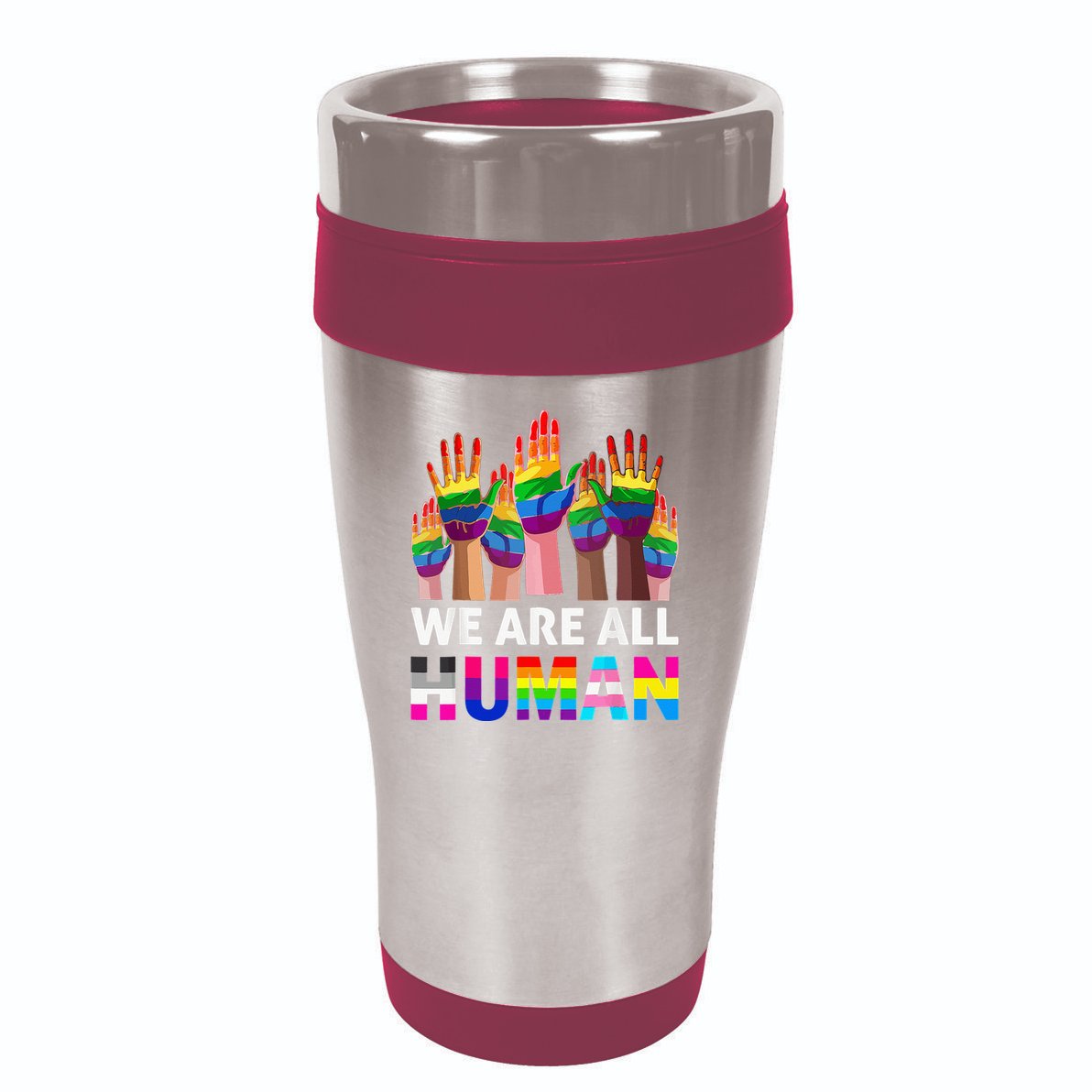 Human LGBT Pride Parade Plus Size 16oz Travel Tumbler