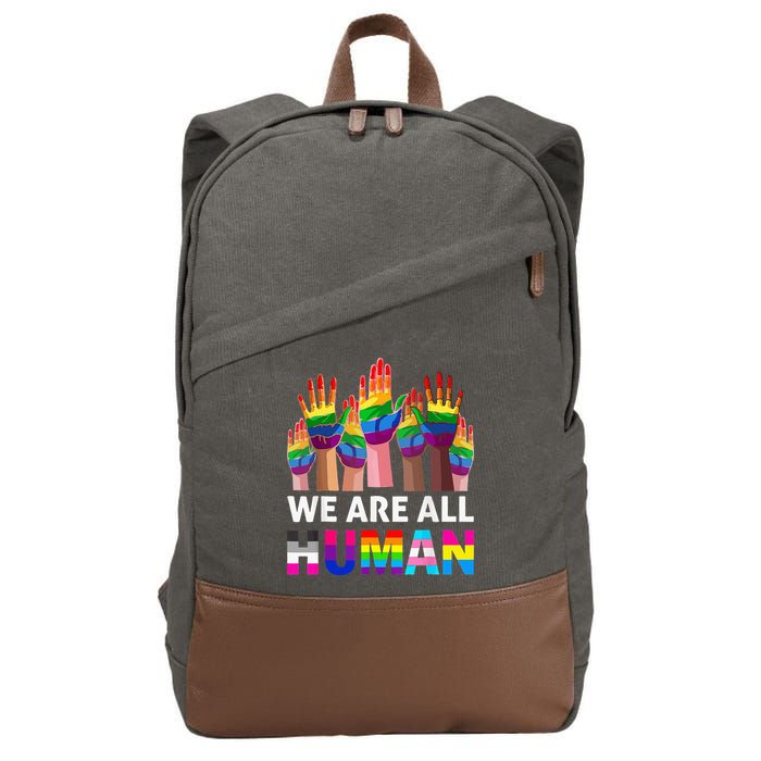 Human LGBT Pride Parade Plus Size Cotton Canvas Backpack