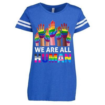 Human LGBT Pride Parade Plus Size Enza Ladies Jersey Football T-Shirt