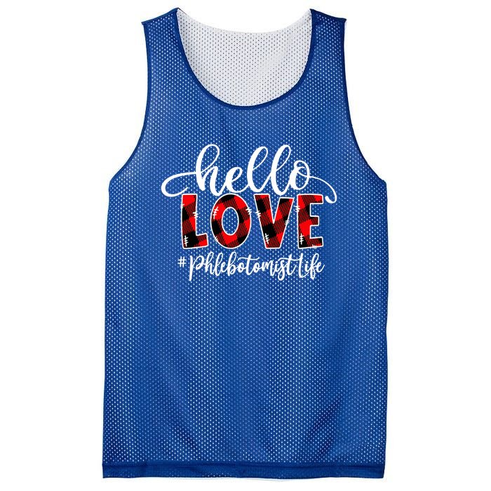 Hello Love Phlebotomist Life Flannel Valentine's Day Gift Mesh Reversible Basketball Jersey Tank