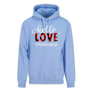 Hello Love Phlebotomist Life Flannel Valentine's Day Gift Unisex Surf Hoodie