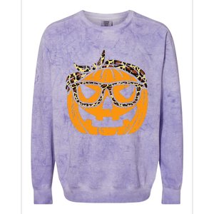 Halloween Leopard Print Bandana Adorable Pumpkin Design Colorblast Crewneck Sweatshirt