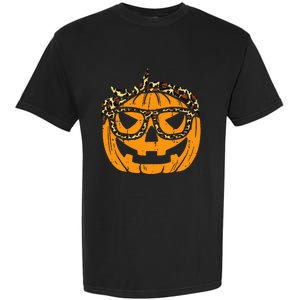 Halloween Leopard Print Bandana Adorable Pumpkin Design Garment-Dyed Heavyweight T-Shirt