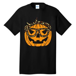 Halloween Leopard Print Bandana Adorable Pumpkin Design Tall T-Shirt