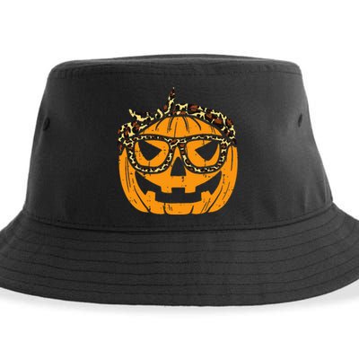 Halloween Leopard Print Bandana Adorable Pumpkin Design Sustainable Bucket Hat