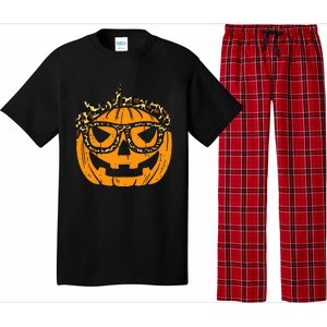 Halloween Leopard Print Bandana Adorable Pumpkin Design Pajama Set