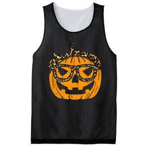 Halloween Leopard Print Bandana Adorable Pumpkin Design Mesh Reversible Basketball Jersey Tank