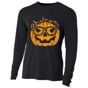 Halloween Leopard Print Bandana Adorable Pumpkin Design Cooling Performance Long Sleeve Crew