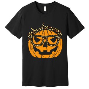 Halloween Leopard Print Bandana Adorable Pumpkin Design Premium T-Shirt