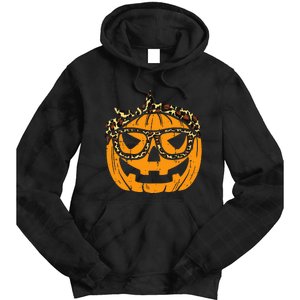 Halloween Leopard Print Bandana Adorable Pumpkin Design Tie Dye Hoodie