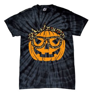 Halloween Leopard Print Bandana Adorable Pumpkin Design Tie-Dye T-Shirt