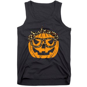 Halloween Leopard Print Bandana Adorable Pumpkin Design Tank Top