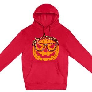 Halloween Leopard Print Bandana Adorable Pumpkin Design Premium Pullover Hoodie