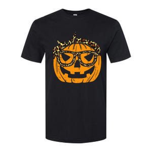 Halloween Leopard Print Bandana Adorable Pumpkin Design Softstyle CVC T-Shirt