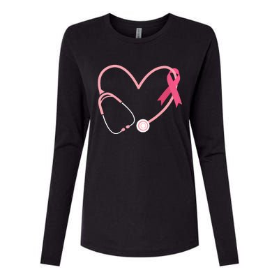 Heart Love Pink Ribbon Doctor Nurse Cute Breast Cancer Gifts Womens Cotton Relaxed Long Sleeve T-Shirt