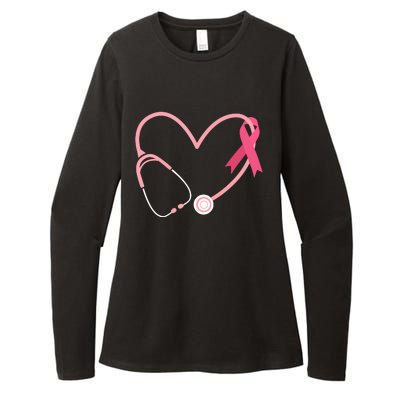 Heart Love Pink Ribbon Doctor Nurse Cute Breast Cancer Gifts Womens CVC Long Sleeve Shirt