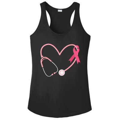 Heart Love Pink Ribbon Doctor Nurse Cute Breast Cancer Gifts Ladies PosiCharge Competitor Racerback Tank