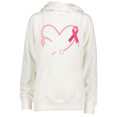 Heart Love Pink Ribbon Doctor Nurse Cute Breast Cancer Gifts Womens Funnel Neck Pullover Hood