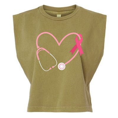 Heart Love Pink Ribbon Doctor Nurse Cute Breast Cancer Gifts Garment-Dyed Women's Muscle Tee