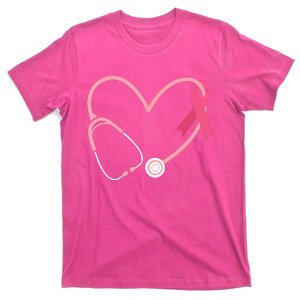 Heart Love Pink Ribbon Doctor Nurse Cute Breast Cancer Gifts T-Shirt