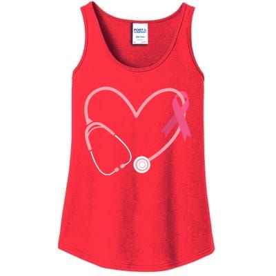 Heart Love Pink Ribbon Doctor Nurse Cute Breast Cancer Gifts Ladies Essential Tank