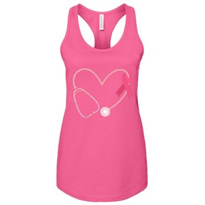 Heart Love Pink Ribbon Doctor Nurse Cute Breast Cancer Gifts Women's Racerback Tank