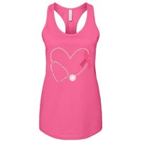 Heart Love Pink Ribbon Doctor Nurse Cute Breast Cancer Gifts Women's Racerback Tank