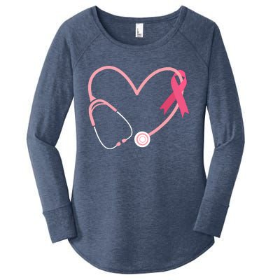 Heart Love Pink Ribbon Doctor Nurse Cute Breast Cancer Gifts Women's Perfect Tri Tunic Long Sleeve Shirt